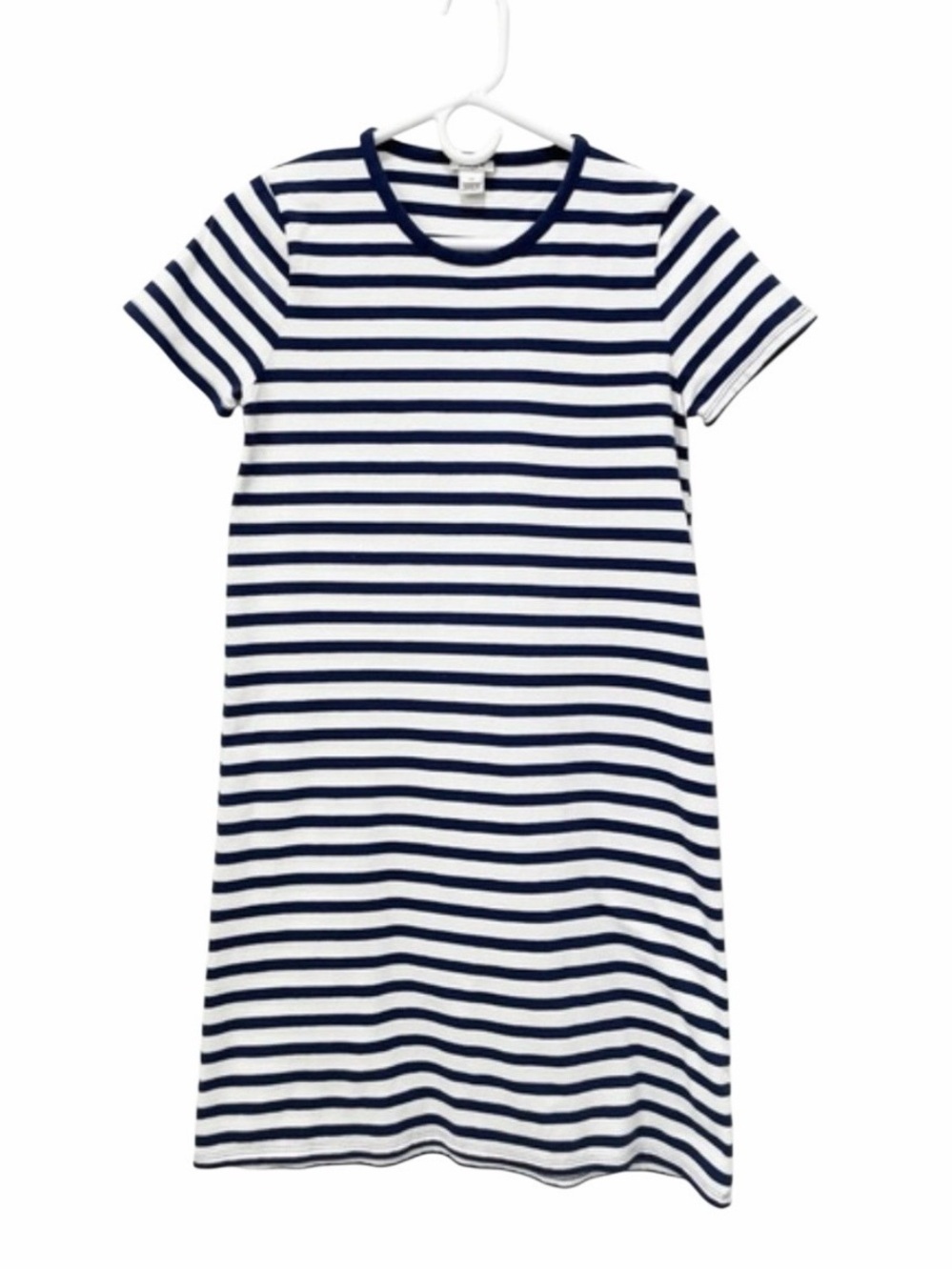 J. Crew Navy and White Striped Mini T-Shirt Dress